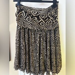 Diane Von Furstenberg Brown and Cream 100% Silk Skirt